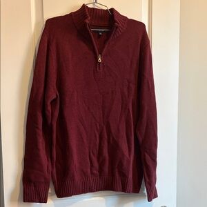 Men's Burgundy quarter -Zip Sweater